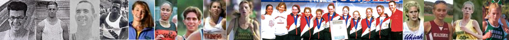 Athlete prepares for pole vault on a track with others watching.