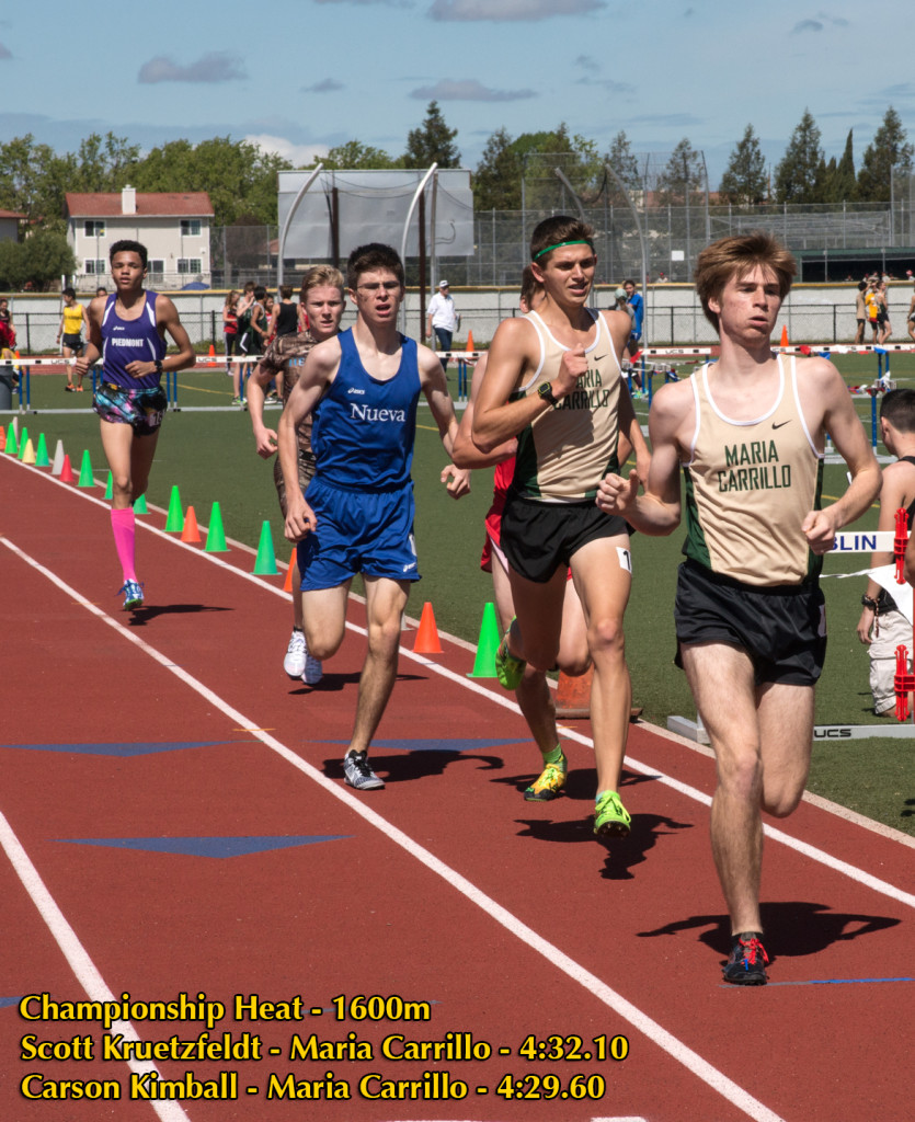 Athlete prepares for pole vault on a track with others watching.