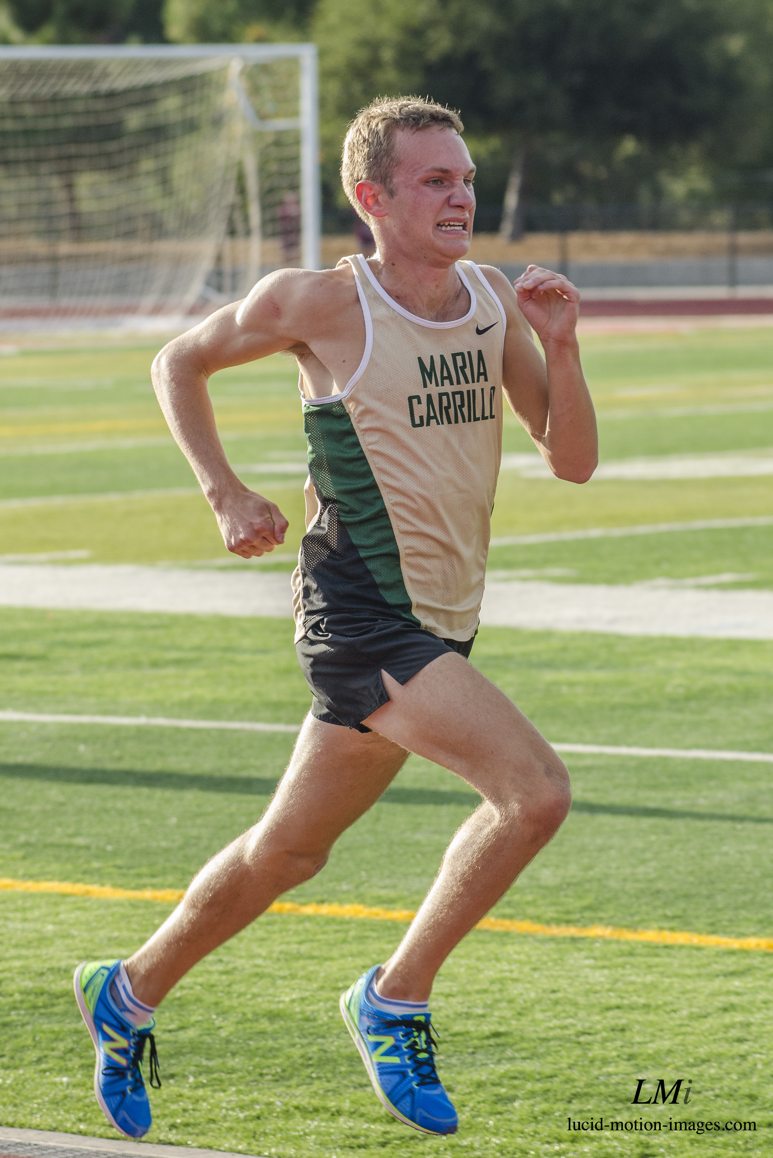 Athlete prepares for pole vault on a track with others watching.
