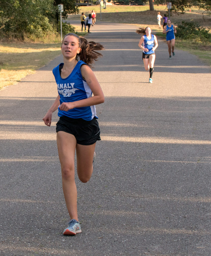 Athlete prepares for pole vault on a track with others watching.