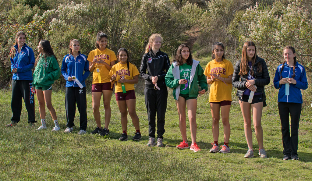 Athlete prepares for pole vault on a track with others watching.