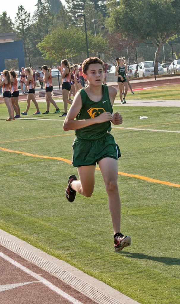Athlete prepares for pole vault on a track with others watching.