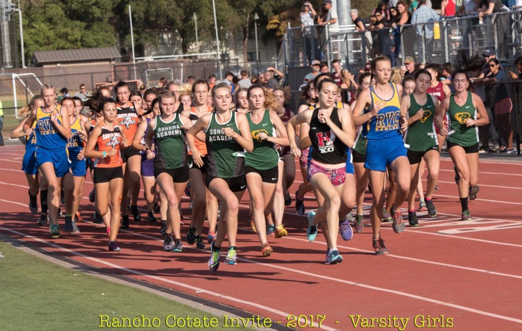 Athlete prepares for pole vault on a track with others watching.