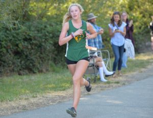 Athlete prepares for pole vault on a track with others watching.