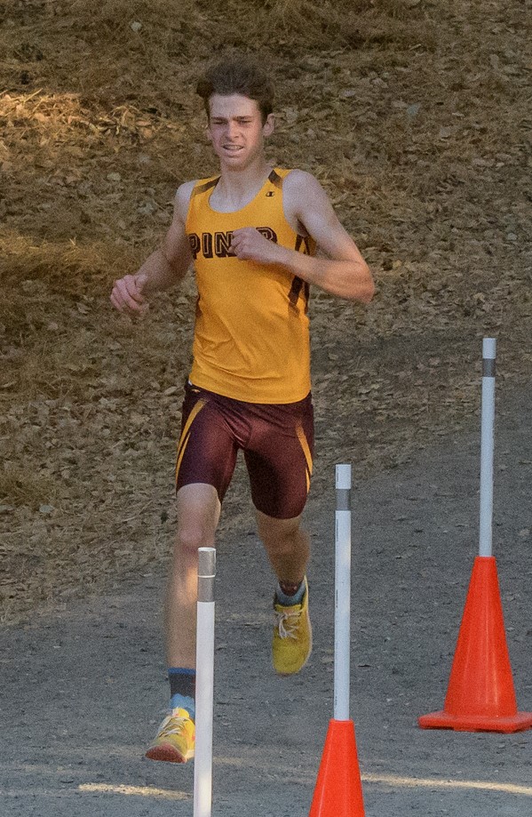 Athlete prepares for pole vault on a track with others watching.